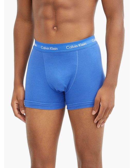 Calvin Klein Pack Of Three Cotton-blend Boxer Briefs in Blue for Men - Lyst