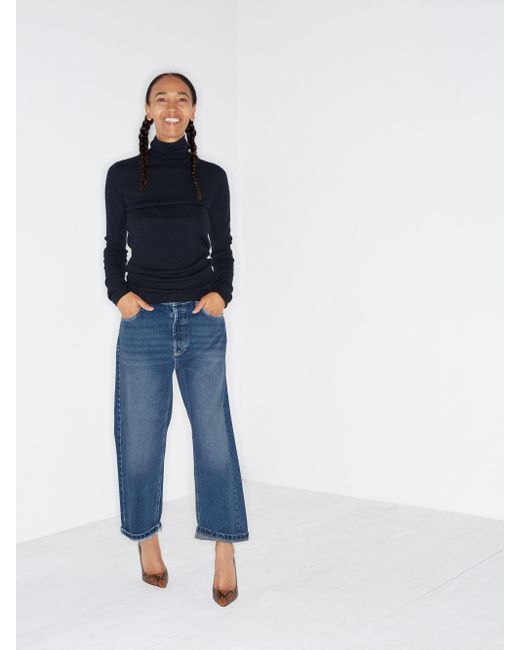 dark blue dad jeans