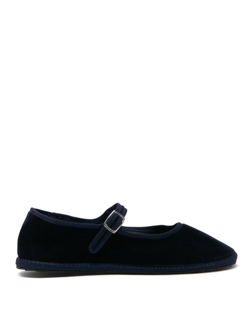 Vibi Venezia Whipstitched Velvet Mary Jane Flats in Black | Lyst