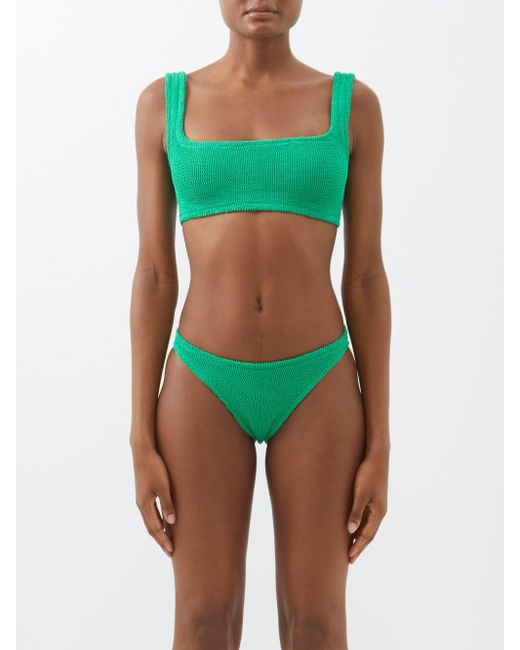 Hunza G Xandra Crinkleknit Bikini in Emerald (Green) Lyst UK