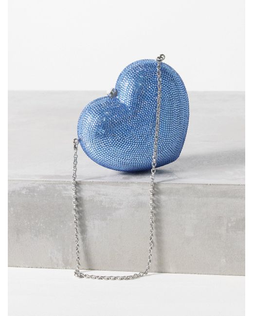 Judith Leiber Blue L'amour Petite Caur Crystal-embellished Clutch Bag