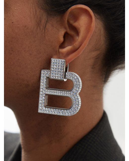 Balenciaga Hourglass Xl Drop Earrings in White Lyst
