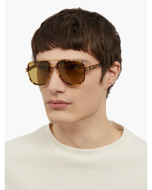 Vægt mini Foresee Gucci Web-stripe Aviator Acetate Sunglasses for Men - Lyst