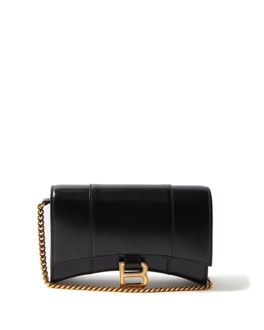 Balenciaga Hourglass Mini Leather Crossbody Bag in Black Lyst