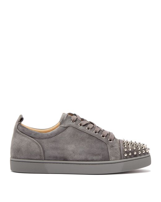 Christian Louboutin Louis Junior Spiked Suede Sneakers in Grey for Men ...
