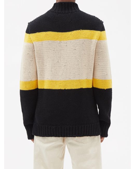 Jil Sander コットン ハイネック ボーダーコットンセーター メンズ Lyst