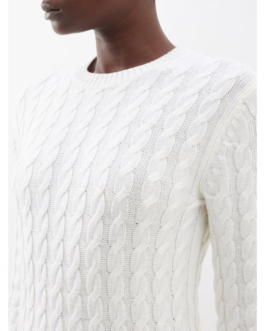 Totême Cableknit Wool Sweater in White Lyst
