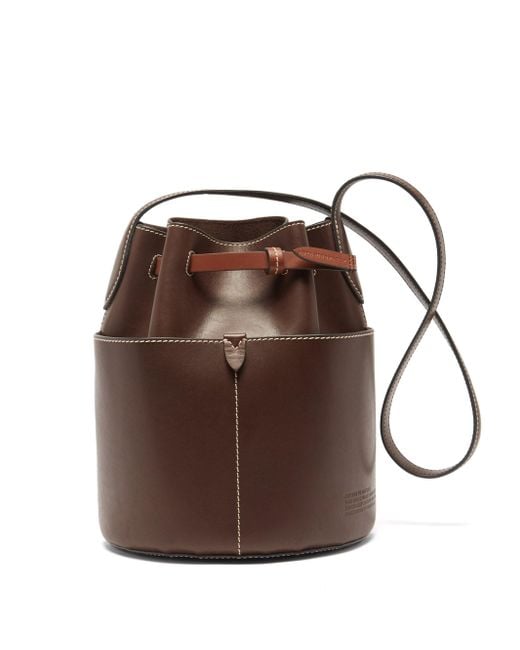 Anya Hindmarch Return To Nature Small Leather Bucket Bag in Dark Brown ...