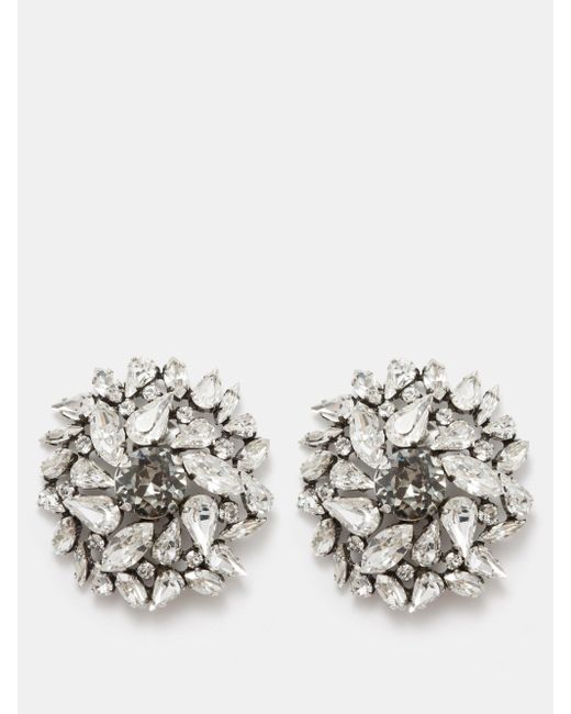 Saint Laurent Snowflake Crystal-embellished Clip Earrings in Metallic |  Lyst UK