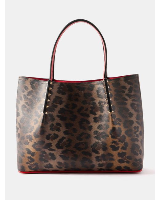 Christian Louboutin Cabarock Leopardprint Texturedleather Tote Bag in