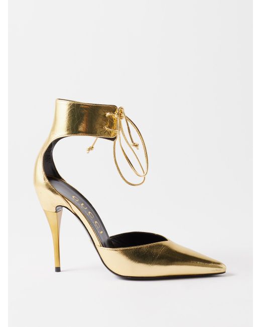 Gucci Priscilla 105 Metallicleather Pumps in White Lyst