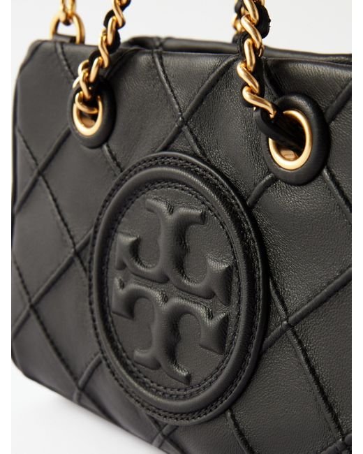 Tory Burch Fleming Mini Quilted Leather Crossbody Bag in Black Lyst