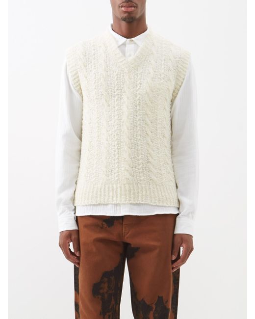 Our Legacy Cableknit Sweater Vest in White for Men Lyst