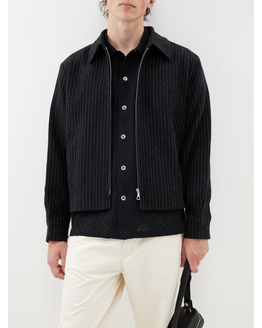 sunflower Spacey Jacquard Cotton-blend Knit Shirt in Black for Men