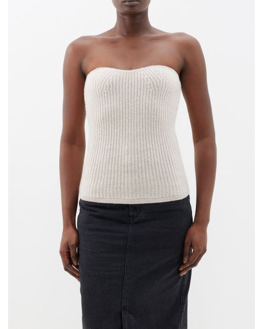 Isabel Marant Blaze Bandeau Ribbed-knit Merino Top in White | Lyst Canada