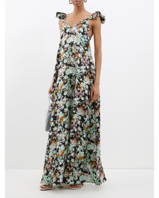 Kika Vargas Rafaella Floralprint Silktwill Maxi Dress Lyst