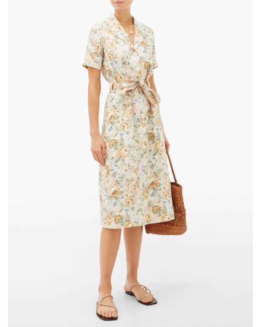 yellow linen shirt dress