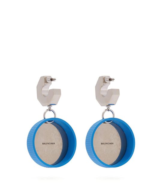 Balenciaga Bottle Cap Drop Earrings in Blue | Lyst