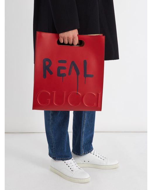 Cabas en cuir imprim Ghost Gucci en coloris Rouge Lyst