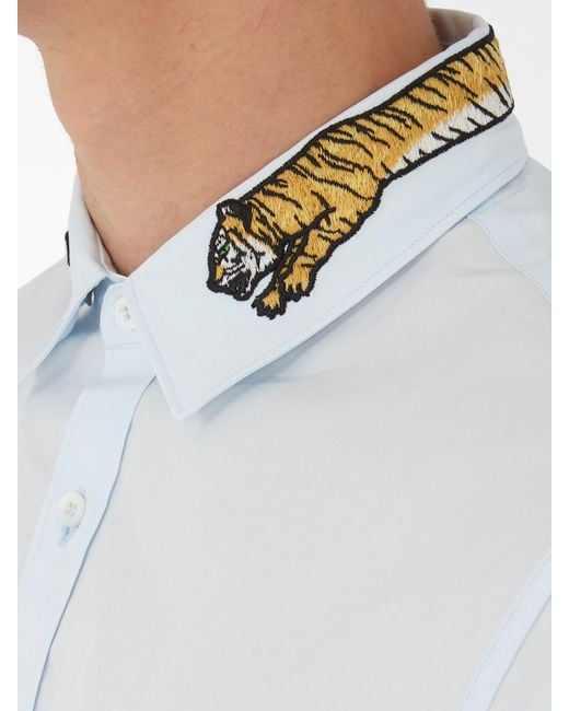 Chemise col en pointe et appliqu tigre Duke Gucci pour homme en