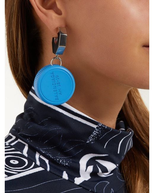 Balenciaga Bottle Cap Drop Earrings in Blue Lyst
