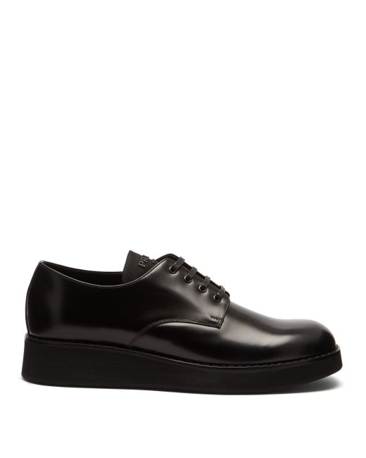 Prada Chunky-sole Leather Derby Shoes in Black for Men - Lyst