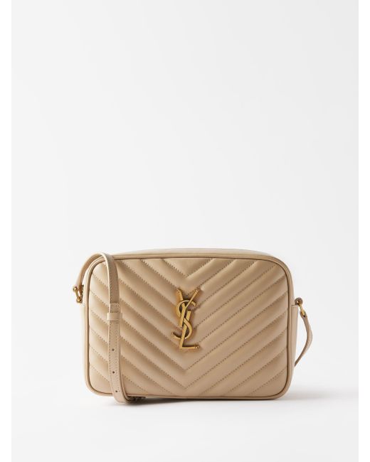 Saint Laurent Lou Ysllogo Quiltedleather Crossbody Bag in Natural Lyst