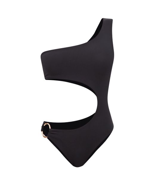 Louisa Ballou Half Moon Cutout Recycled-fibre Swimsuit in Black - Lyst