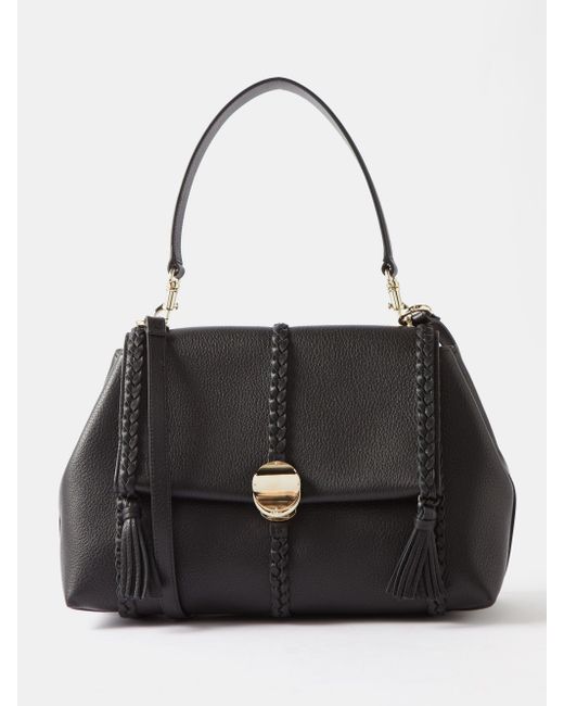 Chloé Penelope Medium Grained-leather Shoulder Bag in Black | Lyst