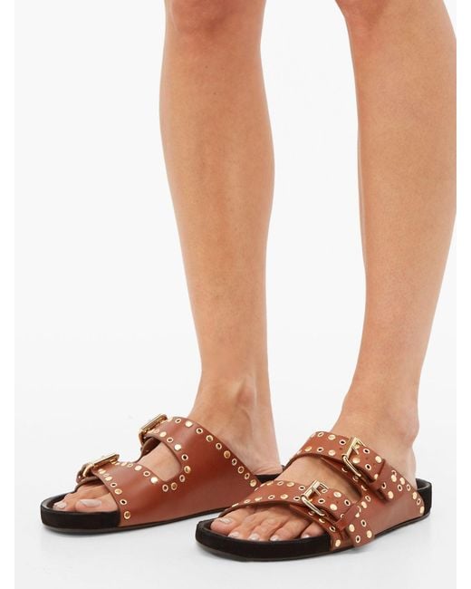 isabel marant lennyo grommet denim slides