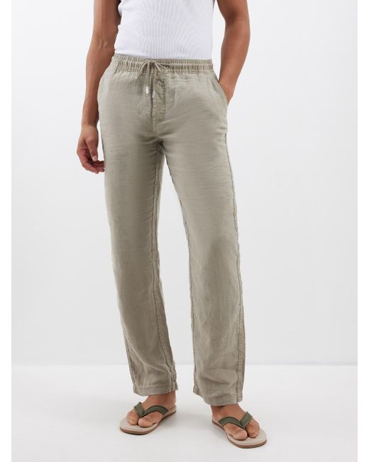 Vilebrequin Natural Pacha Drawstring Linen Trousers for men