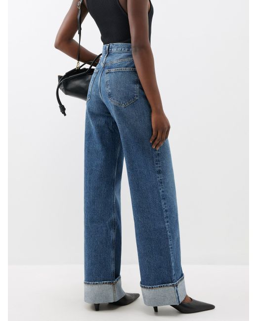 Agolde Dame Cuffed Organic-cotton Wide-leg Jeans in Blue | Lyst