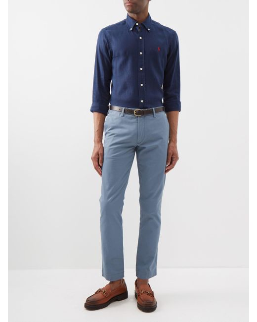 Chemise en lin à col boutonné et coupe cintrée Polo Ralph Lauren pour homme  en coloris Bleu | Lyst