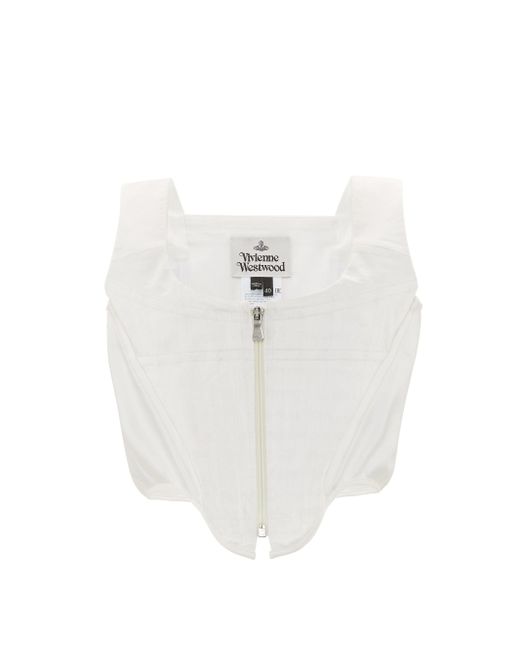 Vivienne Westwood White Zipped Charmeuse Corset Top