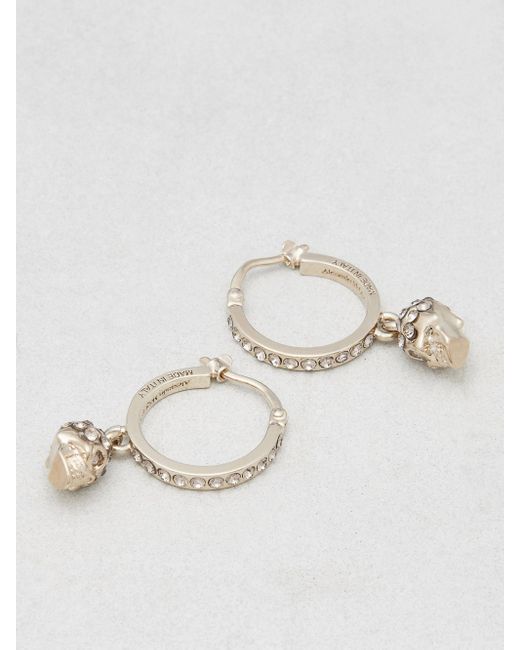 Alexander McQueen White Skull Crystal-embellished Earrings