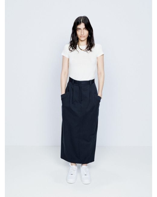 Navy cotton pencil skirt cheap