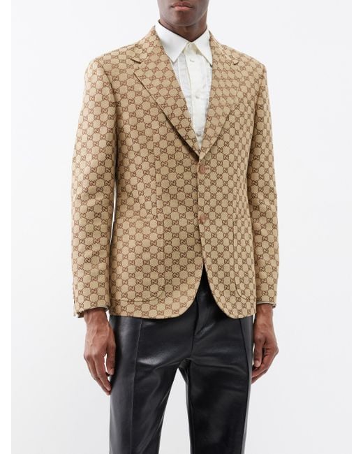 Veste de costume en lin mélangé GG-Supreme Gucci pour homme en coloris  Neutre | Lyst