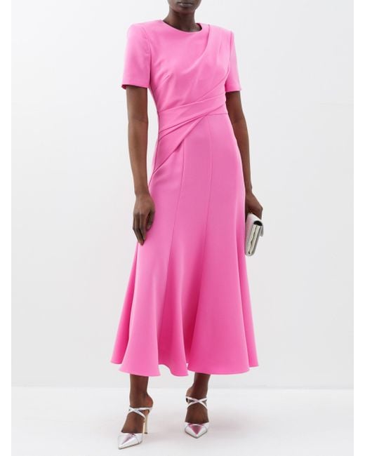 Roland Mouret Twisted-panel Cady Midi Dress in Pink | Lyst