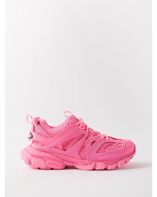 Balenciaga Canvas Track Panelled Trainers in Pink | Lyst