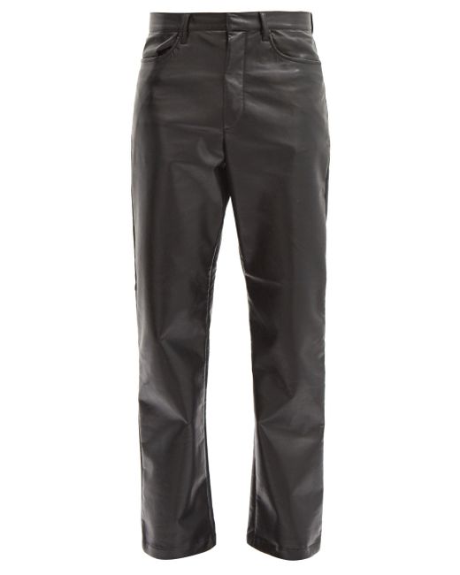 sunflower Faux Leather Straight-leg Trousers in Black for Men - Lyst