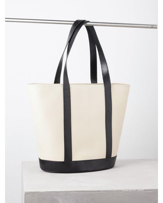 STAUD Allora Leather Tote Bag in White Lyst