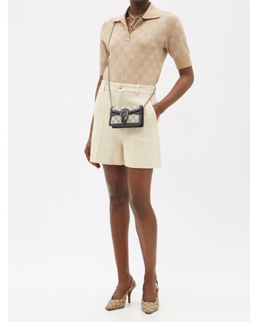GUCCI Dionysus super mini leather-trimmed printed coated-canvas shoulder  bag