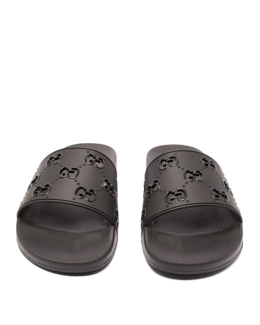Gucci Gg Cut Out Rubber Slides in Black for Men Lyst