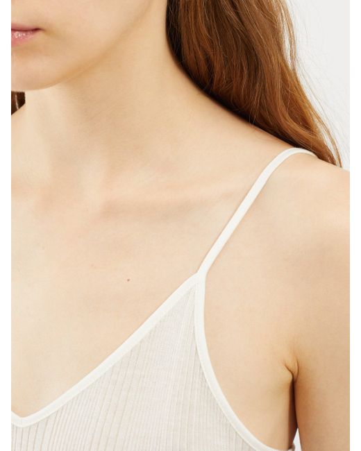 Khaite Mona Ribbed Cotton-blend Jersey Tank Top in White