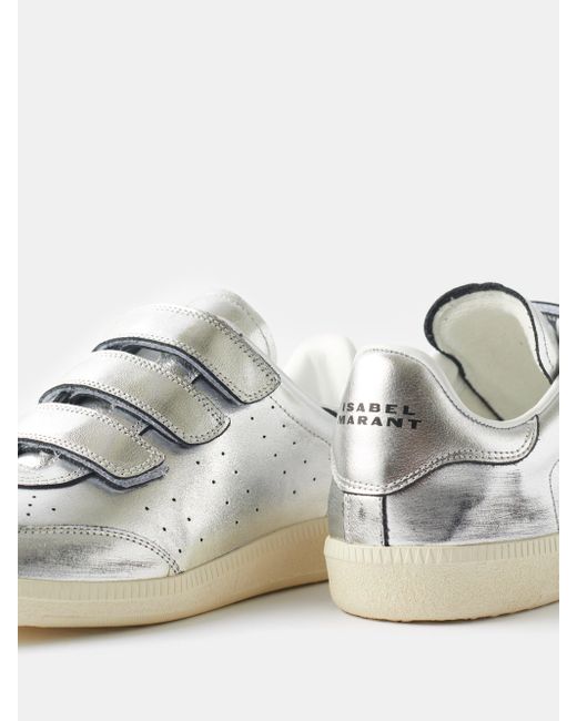 Isabel Marant Beth Metallic-leather Trainers in White | Lyst
