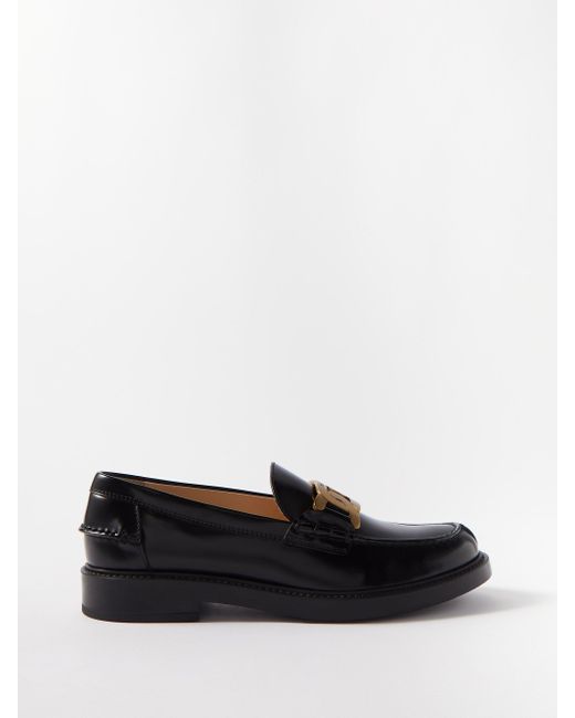 Tod's Kate Chain Leather Loafers in Black | Lyst UK