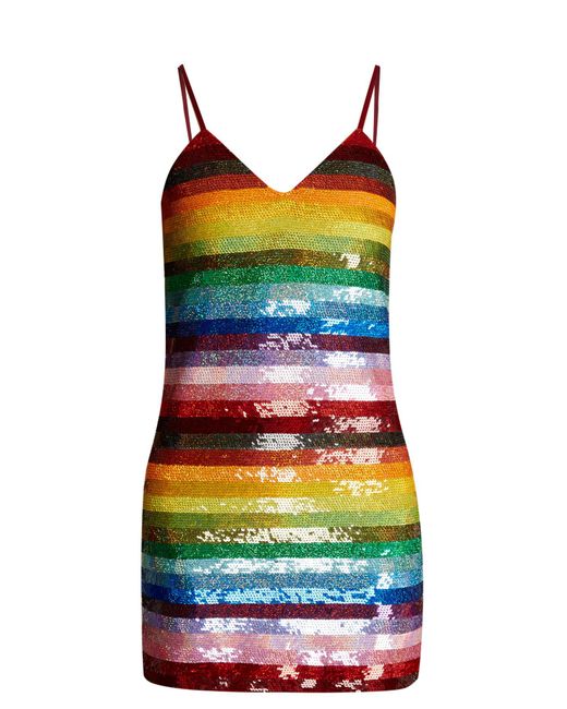 Ashish Rainbow-striped Sequin-embellished Silk Mini Dress | Lyst Australia