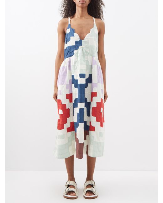 Sea Cari Patchworked Cotton Midi Dress in White Lyst