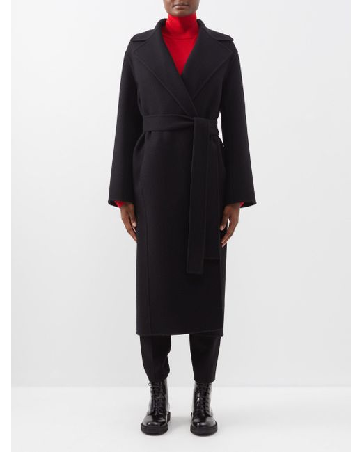 The Row Malika Belted Wool-blend Coat in Black | Lyst Canada