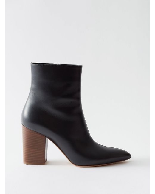 Gabriela Hearst Rio 75 Leather Heeled Ankle Boots in Black | Lyst